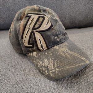 Remington Embroidered Mens OS Cap Distressed Adjustable Camo Ball Cap Hat